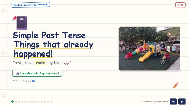 Simple Past presentation slide